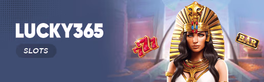 赢宝 Lucky365 老虎机横幅，配有埃及女王与老虎机图标